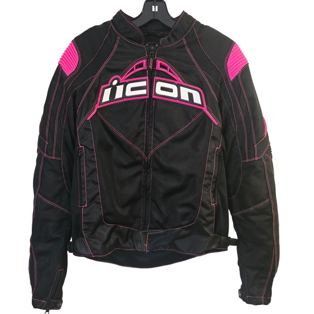 Icon Hella Mesh Riding Motorcycle Jacket Womens Pink Sport Bike Street Medium